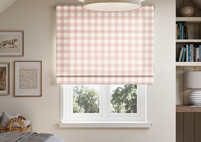 Gingham, Rosies Pink - Roman Blind - Image 3